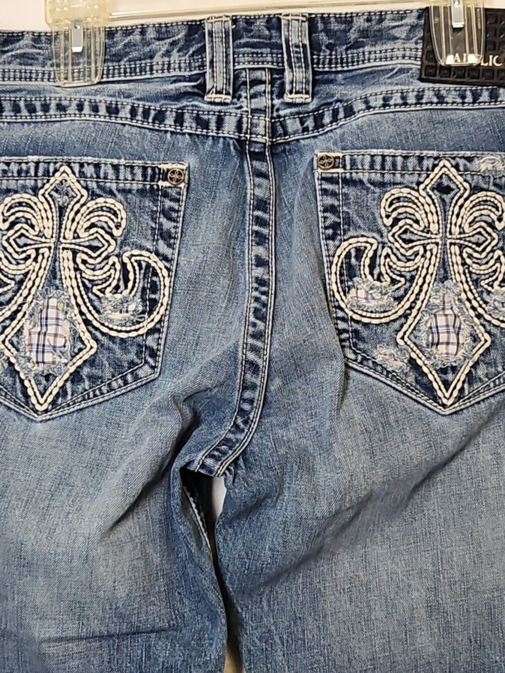 Affliction Black Premium Blue Denim Jeans Sz 34R Cooper Relaxed Boot Virtue Y2K